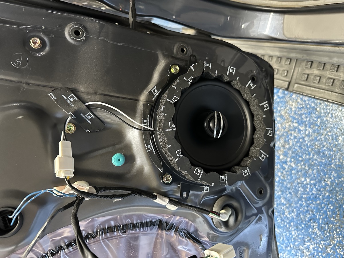Aftermarket door speaker installation with Soundskins acoustic sound deadening – Car Plus Merced